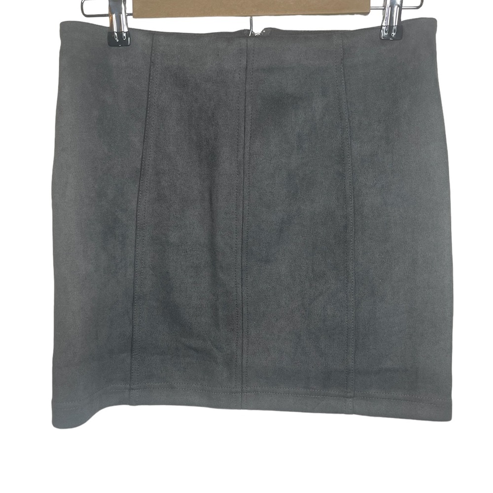 Shinestar Mini Skirt Faux Suede Gray Size M